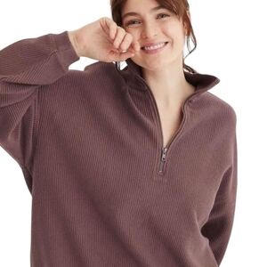 Aerie ($80) Good Vibes Corded Quarter Zip Sweatshirt